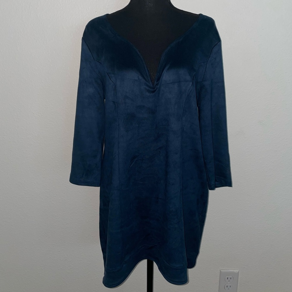 Women’s 3/4 Sleeve Suede Dress